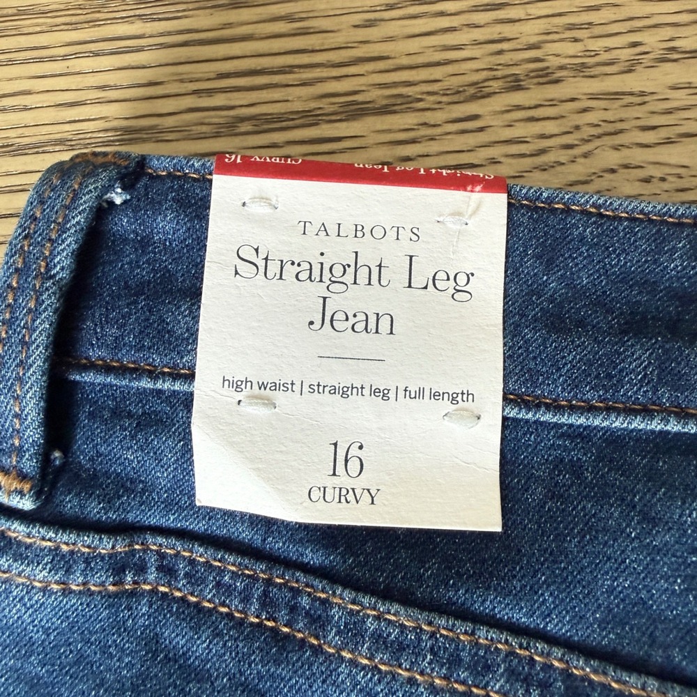 Talbots Curvy Straight Leg Jeans Womens 16 High Waist Dark Wash Denim NEW - Picture 5 of 11
